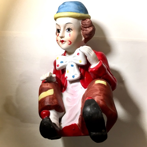 VINTAGE BISQUE SITTING CLOWN PORCELAIN FIGURINE❤️ - Picture 10 of 13